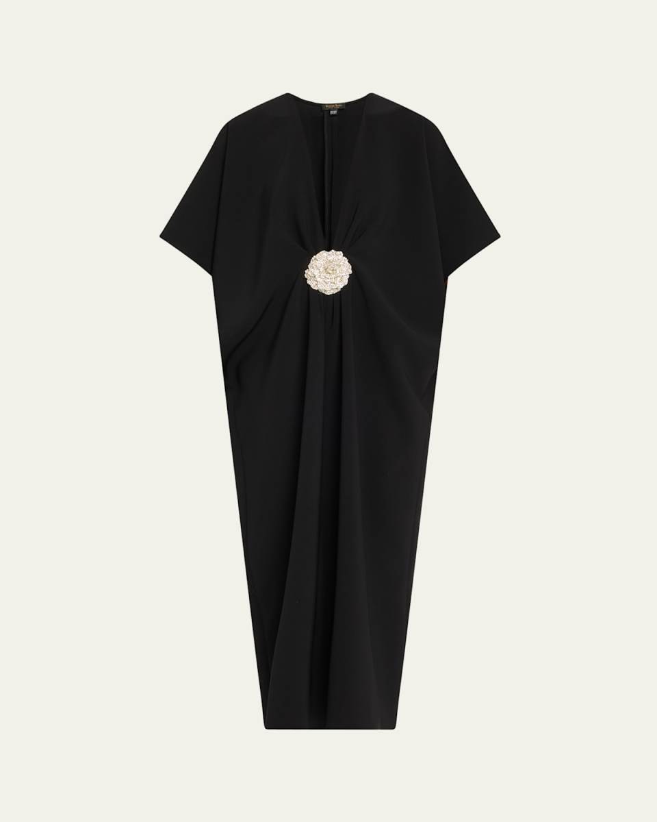 V-Neck Crepe Midi Caftan